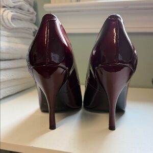 BCBG Generation Arial Red Patent Open Toe Heels
